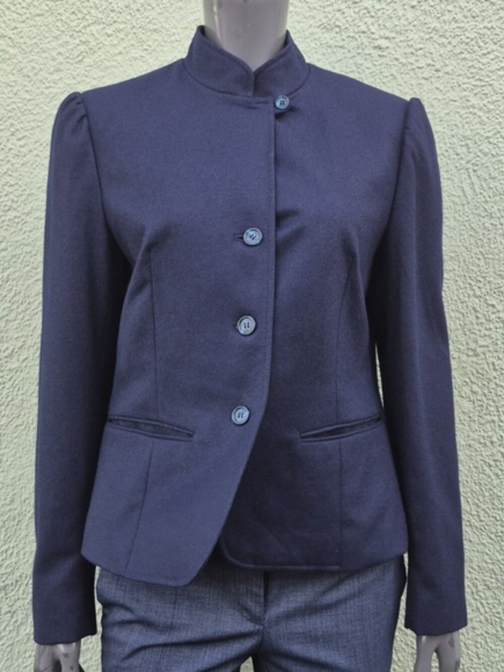 Great Connections (Japan) Ladies Vintage Stand Collar Wool Blend Navy Jacket